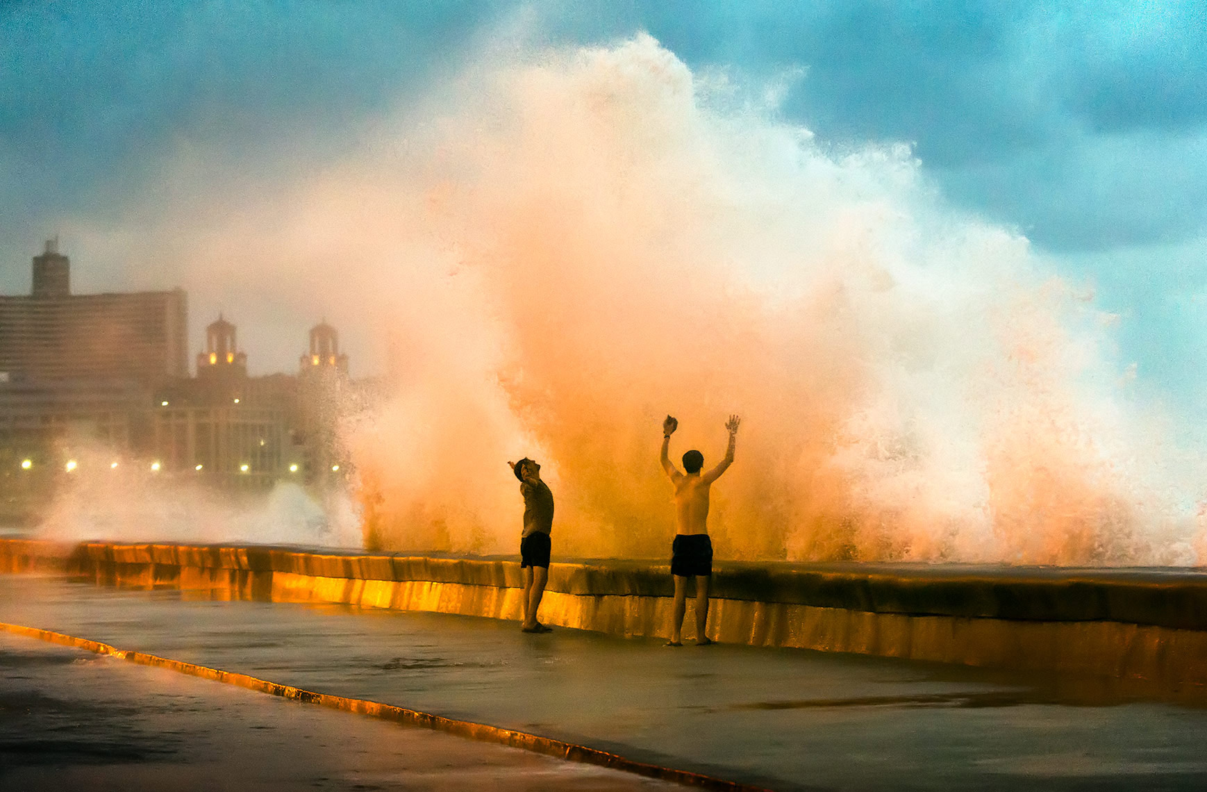 Havana, Cuba El Malecon seawall storm.