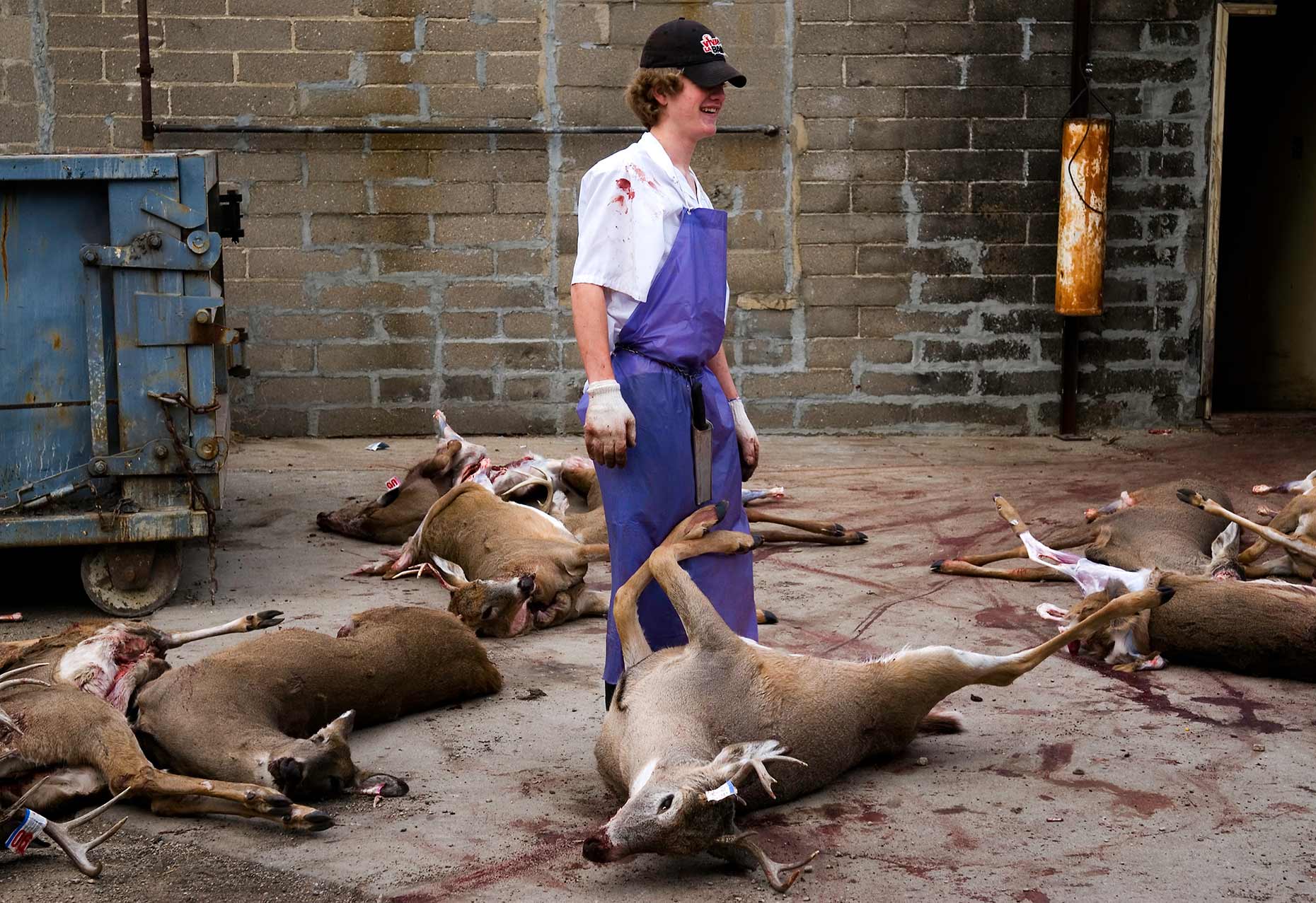 A North Dakota butcher shop employee photographed by North Dakota photojournalist Dan Koeck